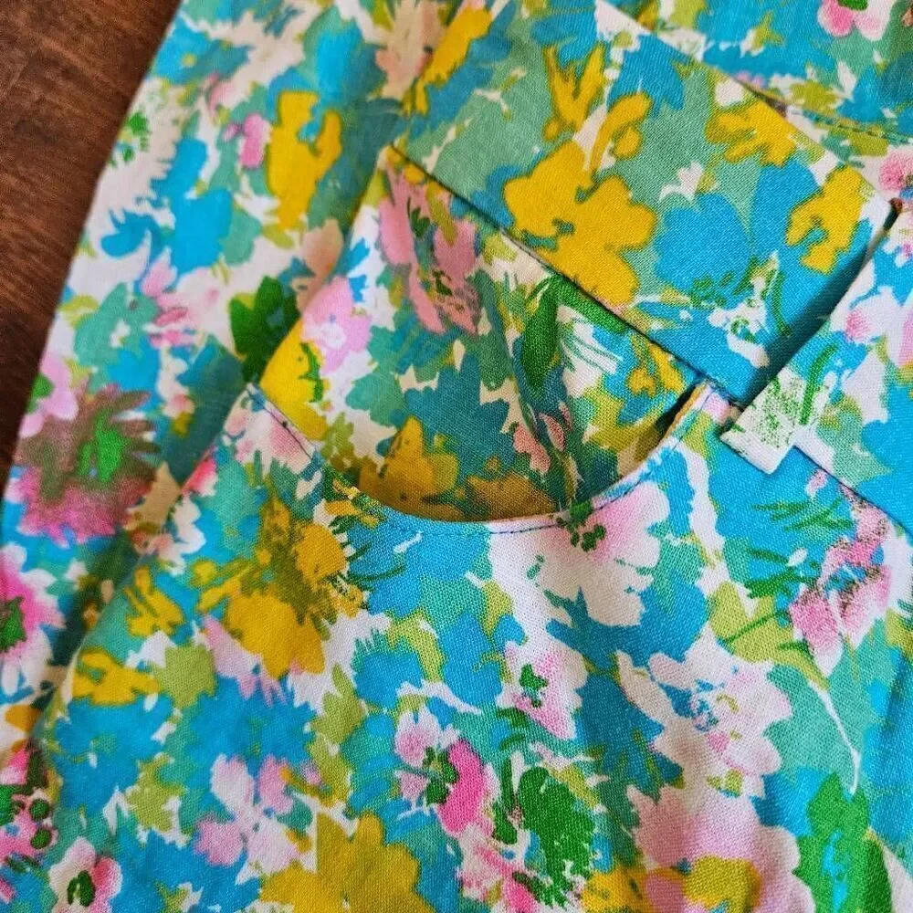 Zara Floral Linen Blend Flared Trousers